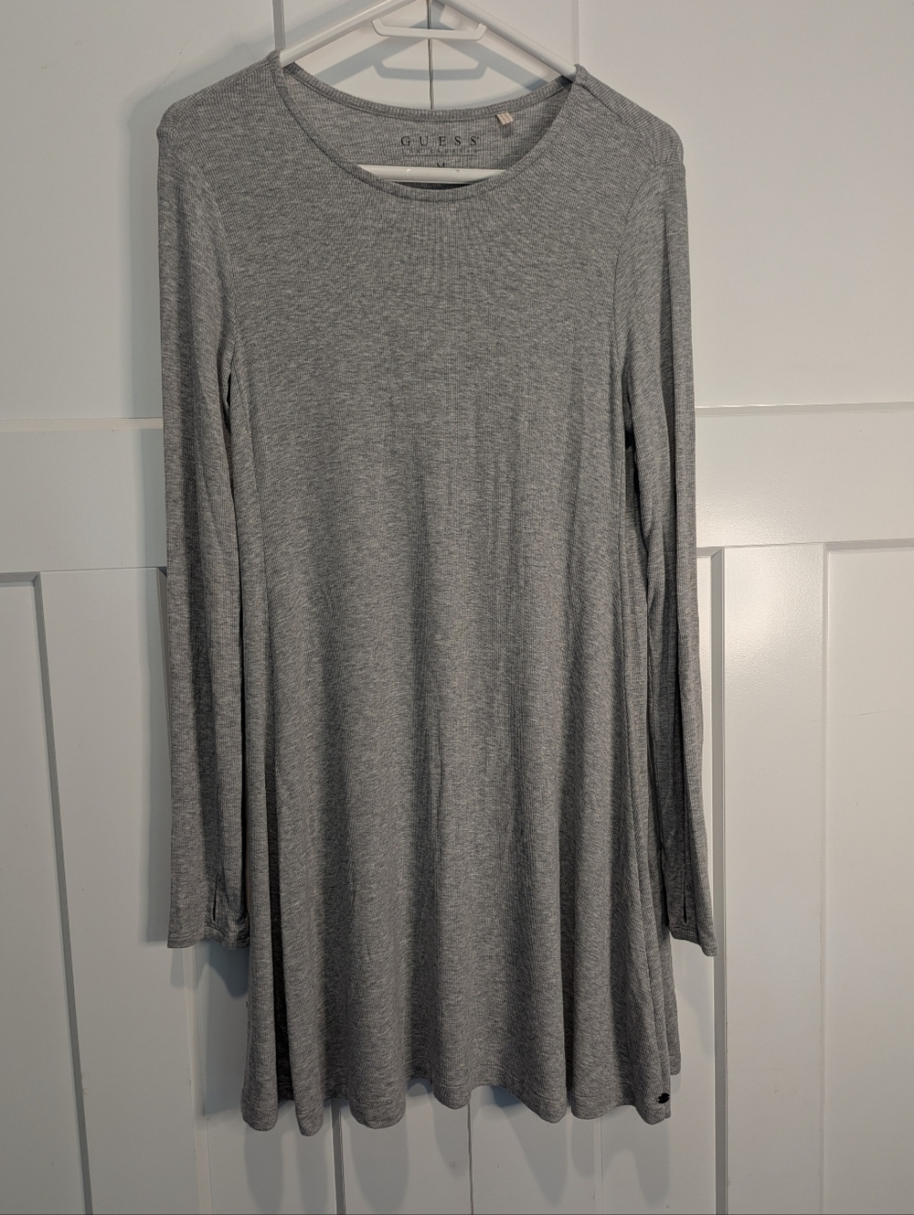 GUESS Long Sleeve Heather Gray Swing Dress Size M